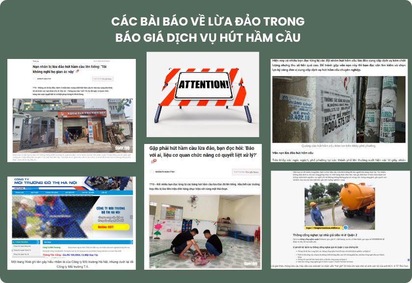 CÁC BÀI BÁO VỀ LỪA ĐẢO TRONG BÁO GIÁ DỊCH VỤ HÚT HẦM CẦU