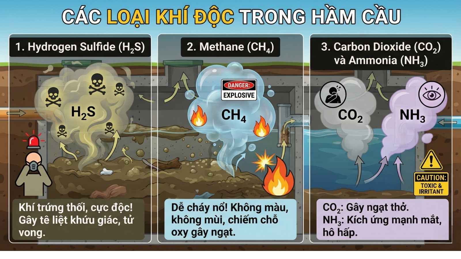 Các loại khí độc trong hầm cầu