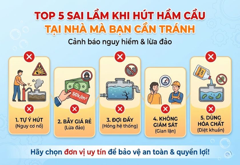 Top 5 sai lầm khi hút hầm cầu tại nhà