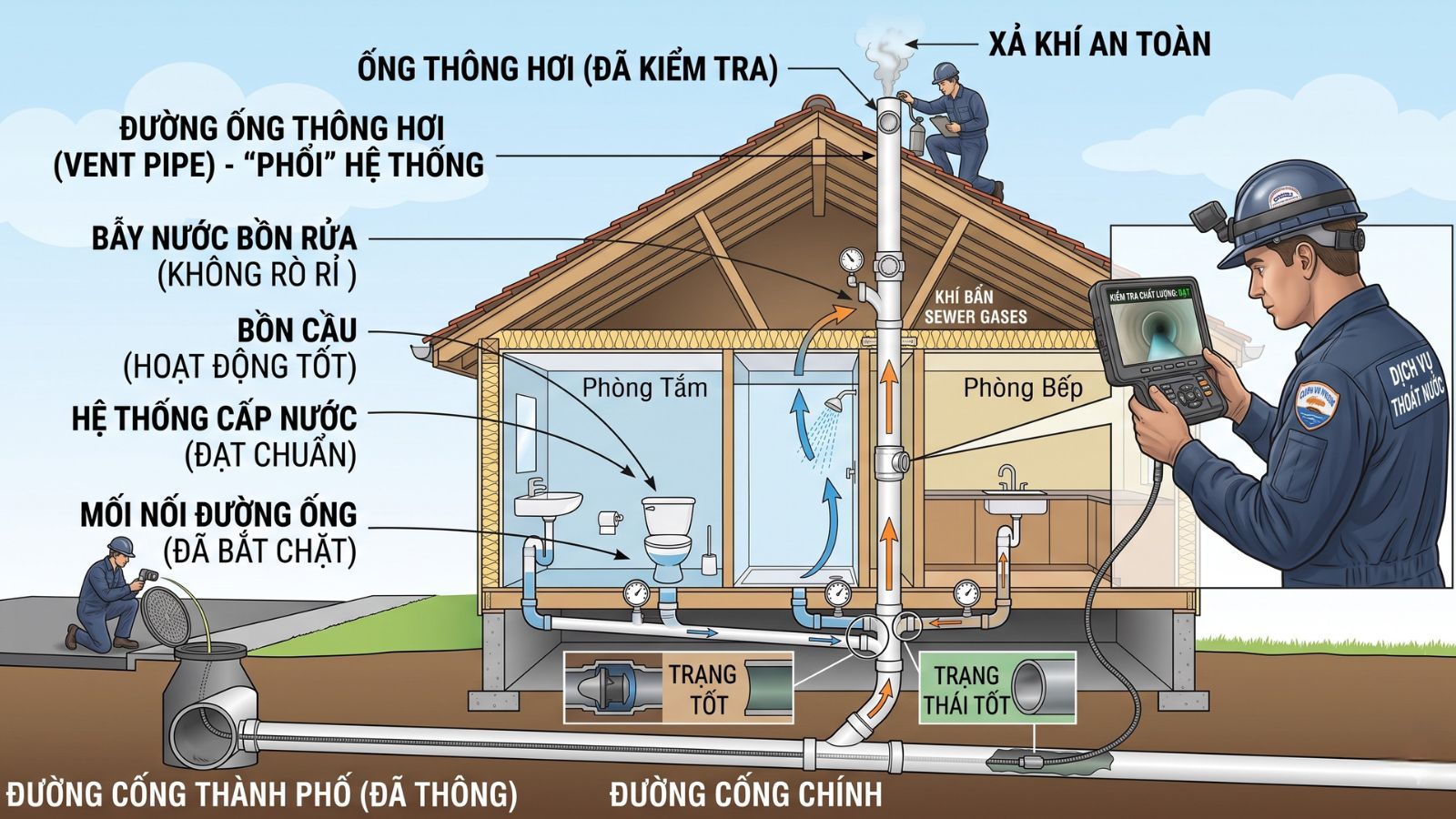 Kiểm Tra Lại Toàn Bộ Hệ Thống Thoát Nước Ngay Trong Ngày Hút